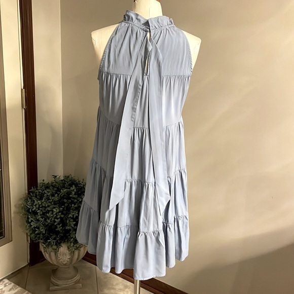 PINCH women’s mini dress swing tiered style sleeveless halter style light blue M - Picture 2 of 12